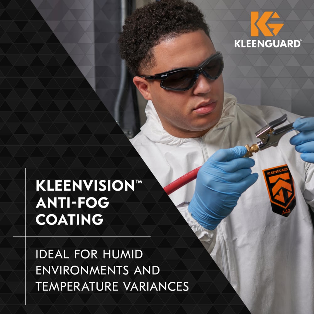 KleenGuard™ V30 Nemesis™ Foam Safety Glasses (65336), Smoke Lenses with KleenVision™ Anti-Fog coating, Black Frame, Unisex Eyewear for Men and Women (12 Pairs/Case) - 65336