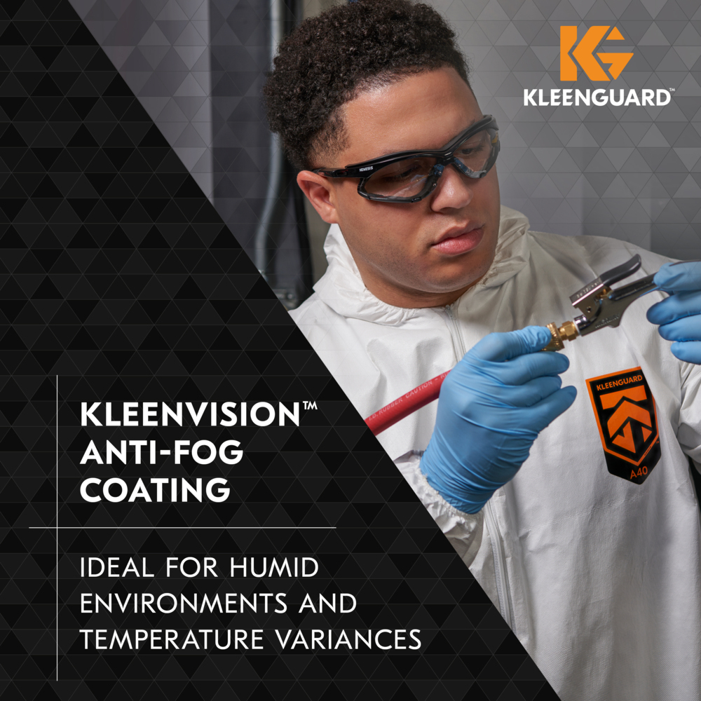 KleenGuard™ V30 Nemesis™ Foam Safety Glasses (65335), Clear Lenses with KleenVision™ Anti-Fog coating, Black Frame, Unisex Eyewear for Men and Women (12 Pairs/Case) - 65335