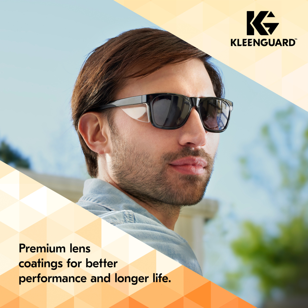 KleenGuard™ V30 Maverick™ Safety Glasses (49311), Smoke Lenses with KleenVision™ Anti-Fog coating, Black Frame, Unisex Sunglasses for Men and Women (12 Pairs/Case) - 49311