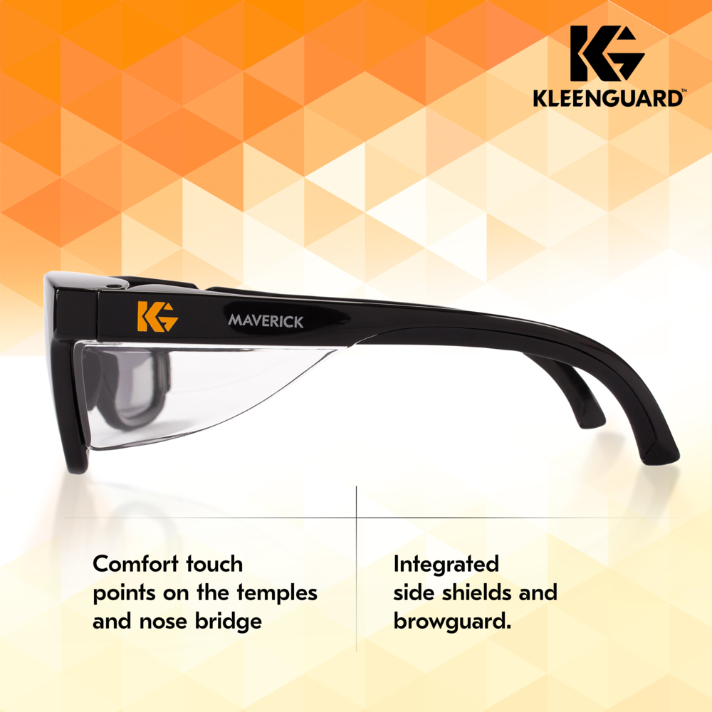 KleenGuard™ V30 Maverick™ Safety Glasses (49311), Smoke Lenses with KleenVision™ Anti-Fog coating, Black Frame, Unisex Sunglasses for Men and Women (12 Pairs/Case) - 49311