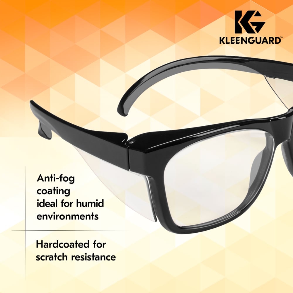 KleenGuard™ V30 Maverick™ Safety Glasses (49309), Clear Lenses with KleenVision™ Anti-Fog coating, Black Frame, Unisex Eyewear for Men and Women (12 Pairs/Case) - 49309