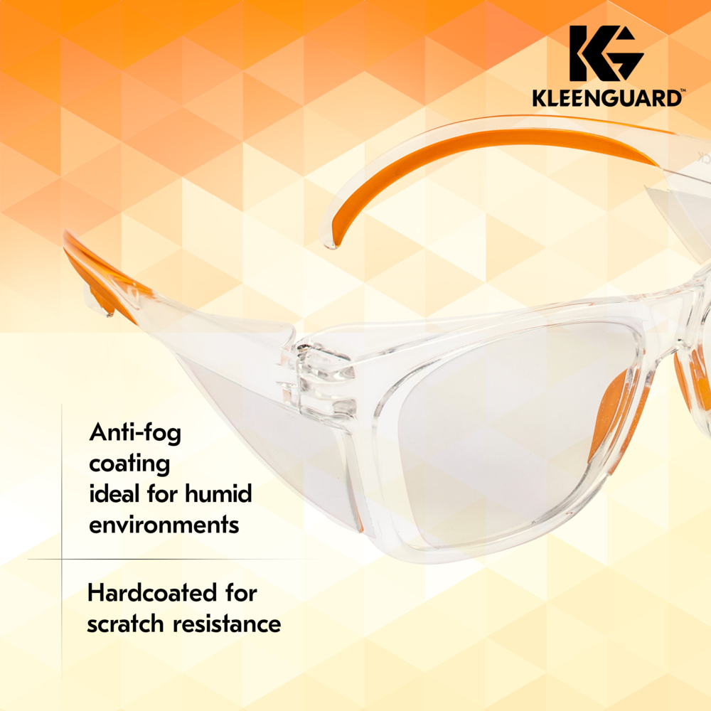 KleenGuard™ V30 Maverick™ Safety Glasses (49301), Clear Lenses with KleenVision™ Anti-Fog coating, Clear Frame, Unisex Eyewear for Men and Women (12 Pairs/Case) - 49301