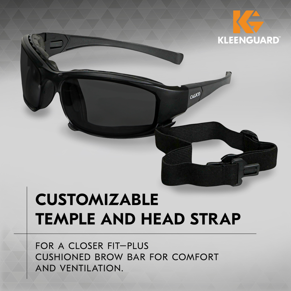 KleenGuard™ V50 Calico™ Safety Glasses (25675), Smoke Lenses with KleenVision™ Anti-Fog coating, Black Frame, Unisex Eyewear for Men and Women (12 Pairs/Case) - 25675