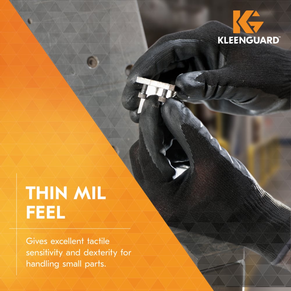KleenGuard™ G40 Polyurethane Coated Gloves (13838), Thin Mil, Hand-Specific, Black, M (12 Pairs/Bag, 5 Bags/Case, 60 Pairs/Case) - 13838
