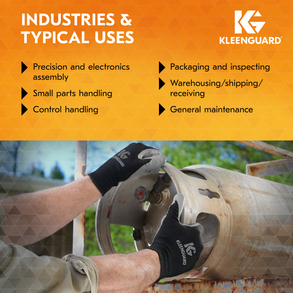 KleenGuard™ G40 Polyurethane Coated Gloves (38726), Thin Mil, Hand-Specific, Black/Grey, S (12 Pairs/Bag, 5 Bags/Case, 60 Pairs/Case) - 38726