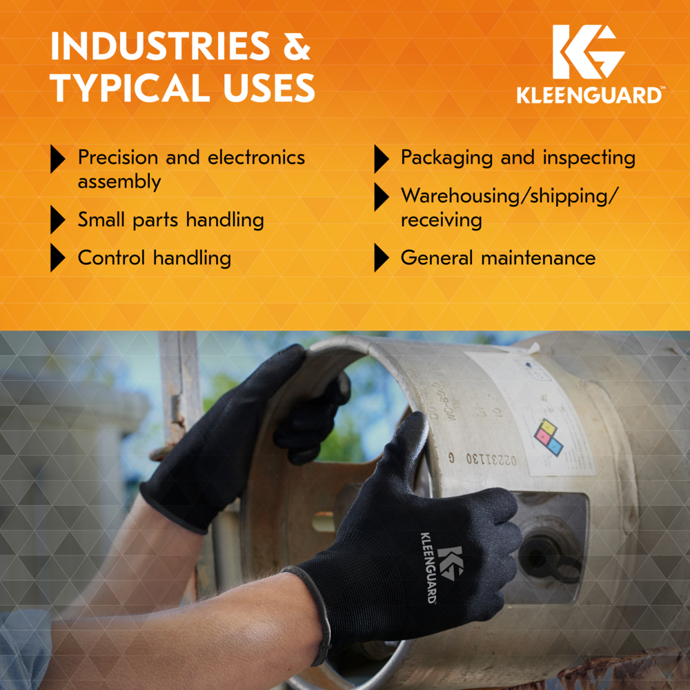 KleenGuard™ G40 Polyurethane Coated Gloves (47102), Thin Mil, Hand-Specific, Black, XS (12 Pairs/Bag, 5 Bags/Case, 60 Pairs/Case) - 47102