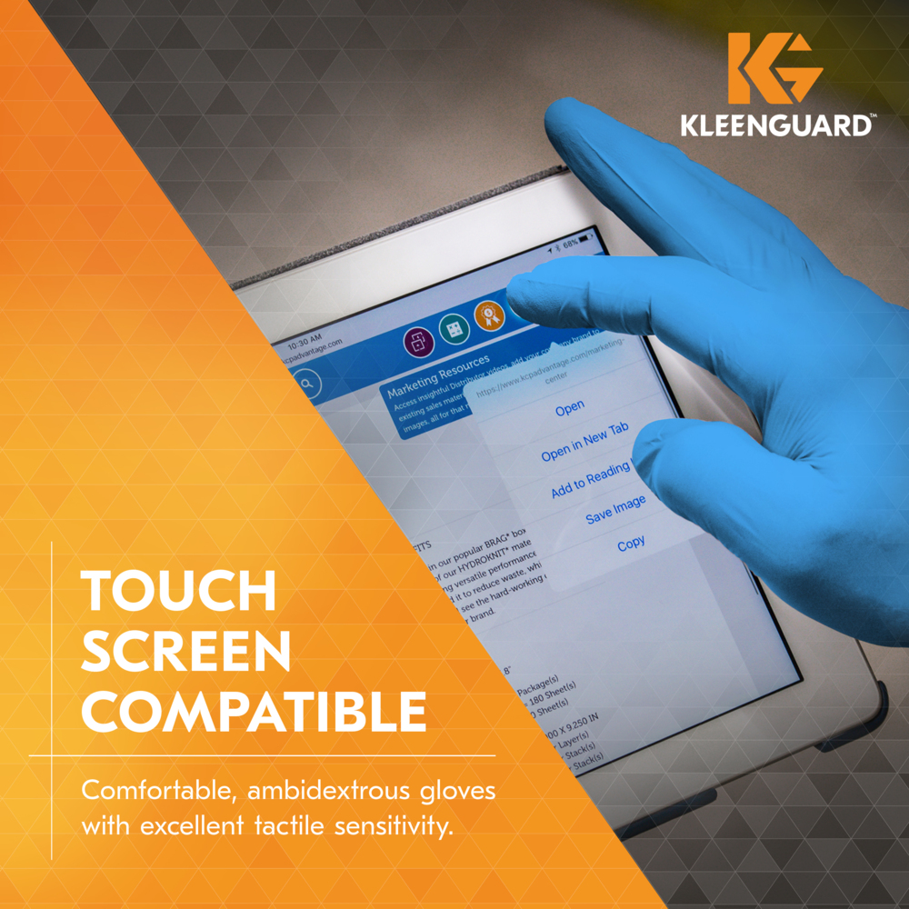 KleenGuard™ G10 2Pro™ Blue Nitrile Gloves (54422), 6 Mil, Ambidextrous, Touchscreen Compatible, M (100 Gloves/Box, 10 Boxes/Case, 1,000 Gloves/Case) - 54422