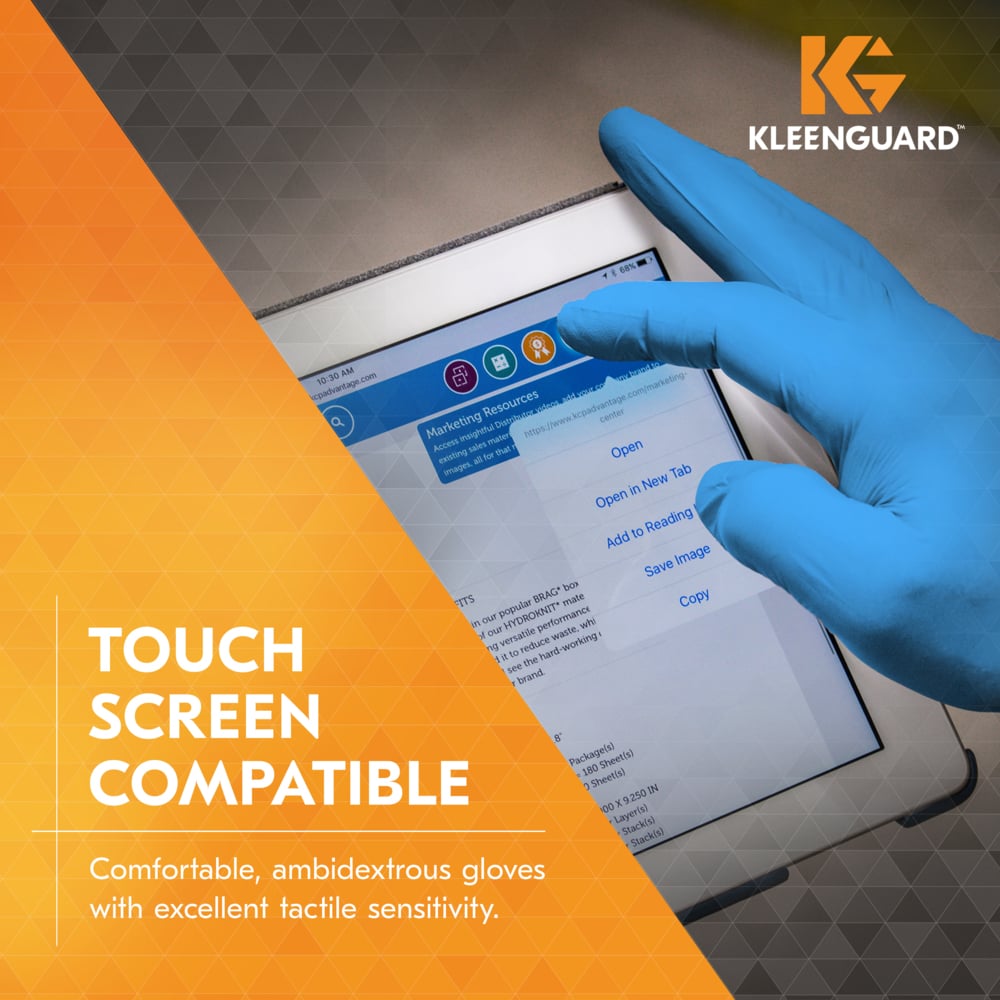 KleenGuard™ G10 2Pro™ Blue Nitrile Gloves (54423), 6 Mil, Ambidextrous, Touchscreen Compatible, L (100 Gloves/Box, 10 Boxes/Case, 1,000 Gloves/Case) - 54423