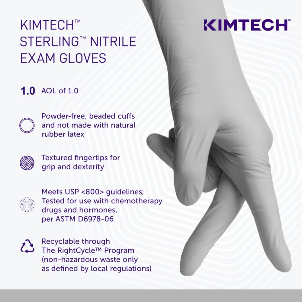 Kimtech™ Sterling™ Nitrile Exam Gloves (50706), 3.5 Mil, Ambidextrous, 9.5", S (200 Gloves/Box, 10 Boxes/Case, 2,000 Gloves/Case) - 50706