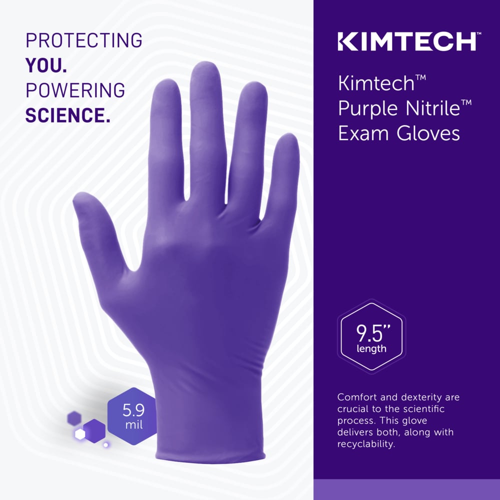 Kimtech™ Purple Nitrile™ Exam Gloves (55081), 5.9 Mil, Ambidextrous, 9.5", S (100 Gloves/Box, 10 Boxes/Case, 1,000 Gloves/Case) - 55081
