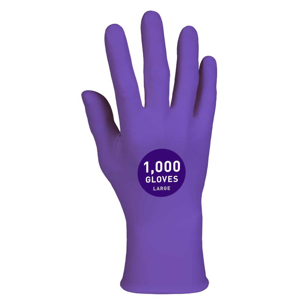 Gants d’examen Purple Nitrile Kimberly-Clark (55083), 5,9 mil, ambidextre, 9,5 po, grands, 100 gants en nitrille/boîte 10 boîtes/caisse, 1 000/caisse