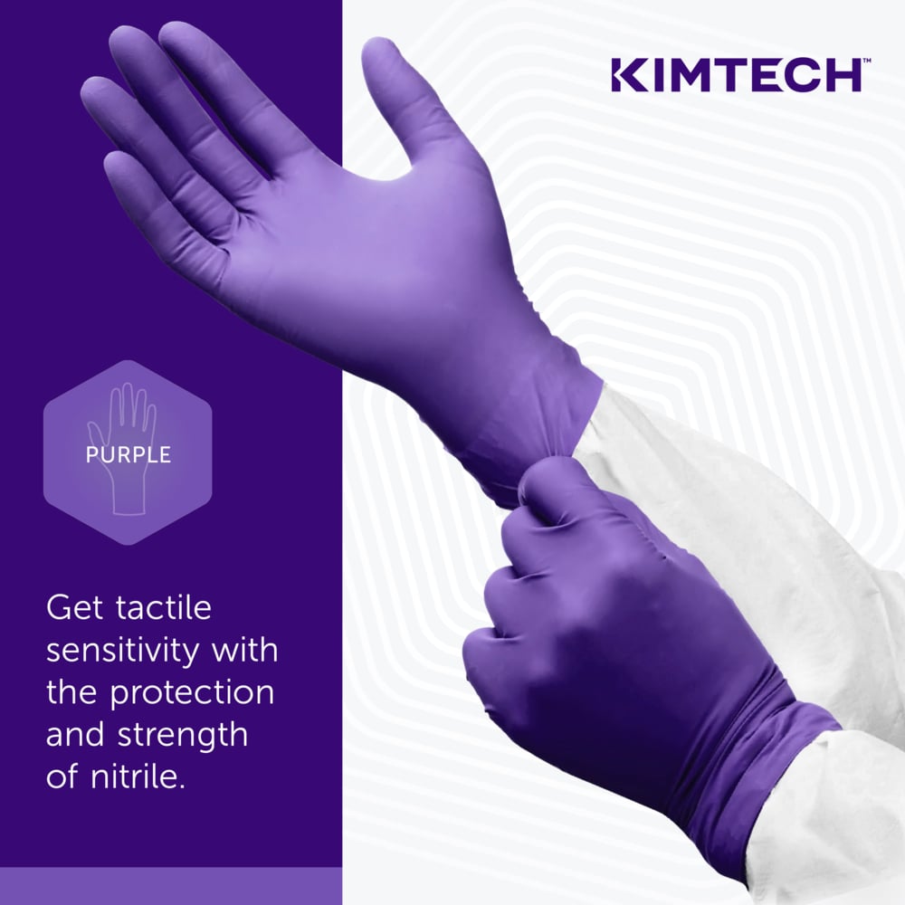 Kimtech™ Purple Nitrile™ Exam Gloves (55084), 5.9 Mil, Ambidextrous, 9.5", XL (90 Gloves/Box, 10 Boxes/Case, 900 Gloves/Case) - 55084