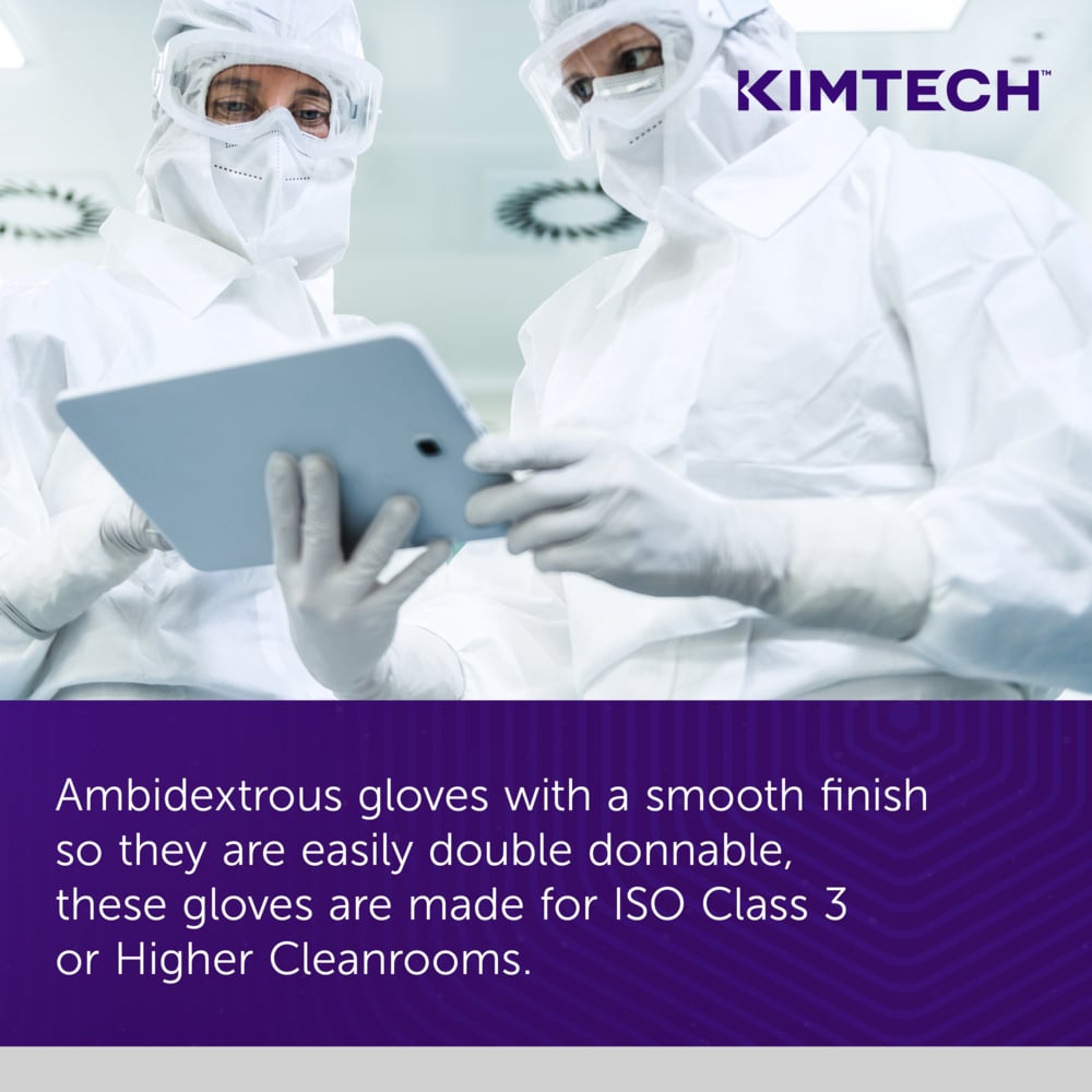 Kimtech™ G3 NXT™ Nitrile Gloves (62992), 6.3 Mil, Ambidextrous, 12", ISO Class 3 or Higher Cleanrooms, Double Bagged, M (100 Gloves/Bag, 10 Bags/Case, 1,000 Gloves/Case) - 62992