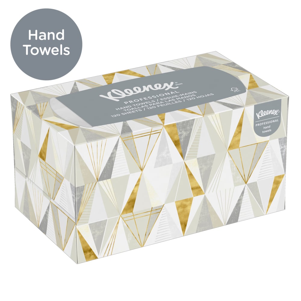 Kleenex® Hand Towels (01701), with Premium Absorbency Pockets™, Pop-Up Box, White, (18 Boxes/Case, 120 Sheets/Box, 2,160 Sheets/Case) - 01701