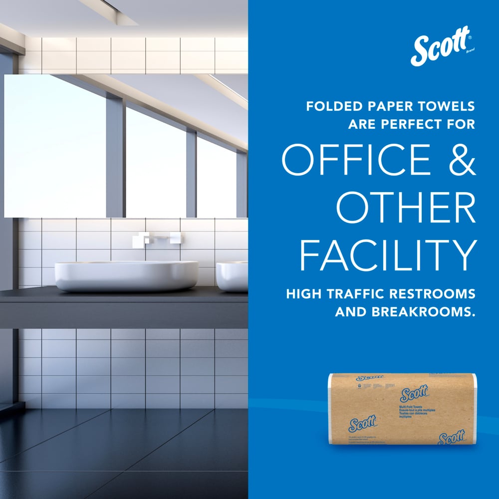 Scott® Multifold Paper Towels (01840), with Absorbency Pockets™, 9.2" x 9.4" sheets, White, Compressed Pack, Compact Case for Easy Storage, (250 Sheets/Pack, 16 Packs/Case, 4,000 Sheets/Case) - 01840