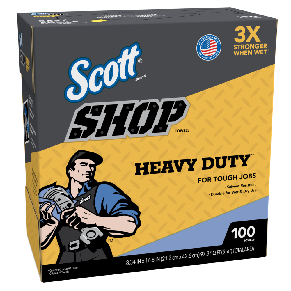 Chiffons d’atelier Scott® Heavy Duty™ (54014), bleus (100 chiffons/boîte, 10 boîtes/caisse, 1 000 chiffons/caisse) - 54014