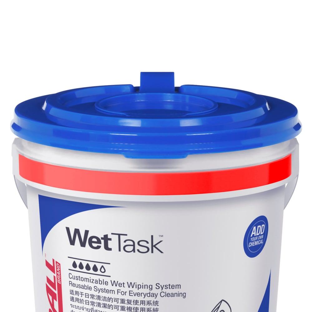 ผ้าเช็ดทำความสะอาด Kimtech™ Wet Task™ Hydroknit® พร้อมถัง (06001), 6 ม้วน + 1 ถัง / กล่อง, 60 ผืน / ม้วน (360 ผืน) - 991006001