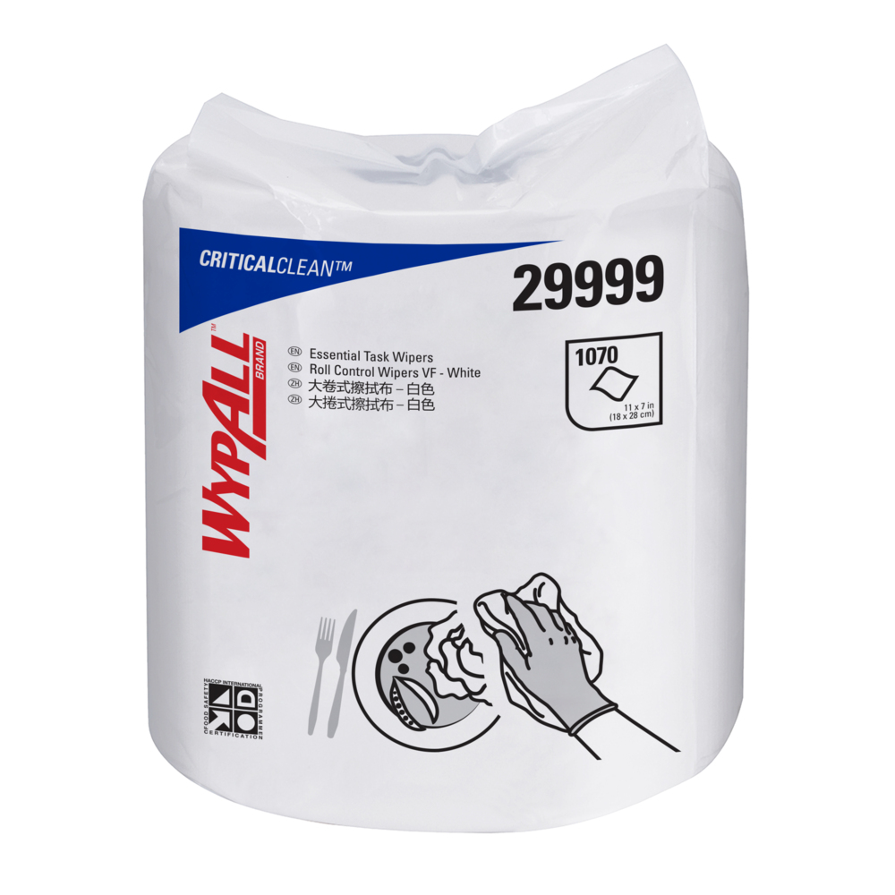 WypAll® Essential Task Roll Control Wipers (29999), White 1-Ply, 6 Rolls / Case, 1000 Sheets / Roll (6000 Sheets) - S057498957