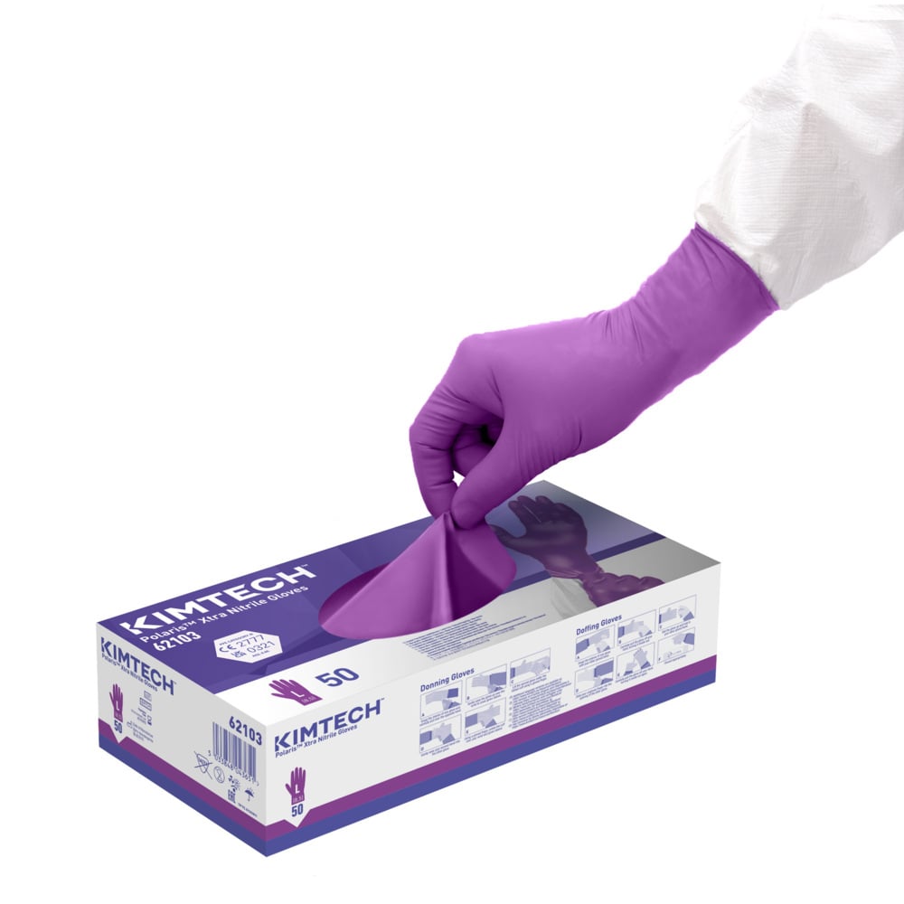 Kimtech™ Polaris™ Xtra Nitrile Ambidextrous Gloves 62103 - Dark Magenta, L, 10x50 (500 gloves) - S061297964