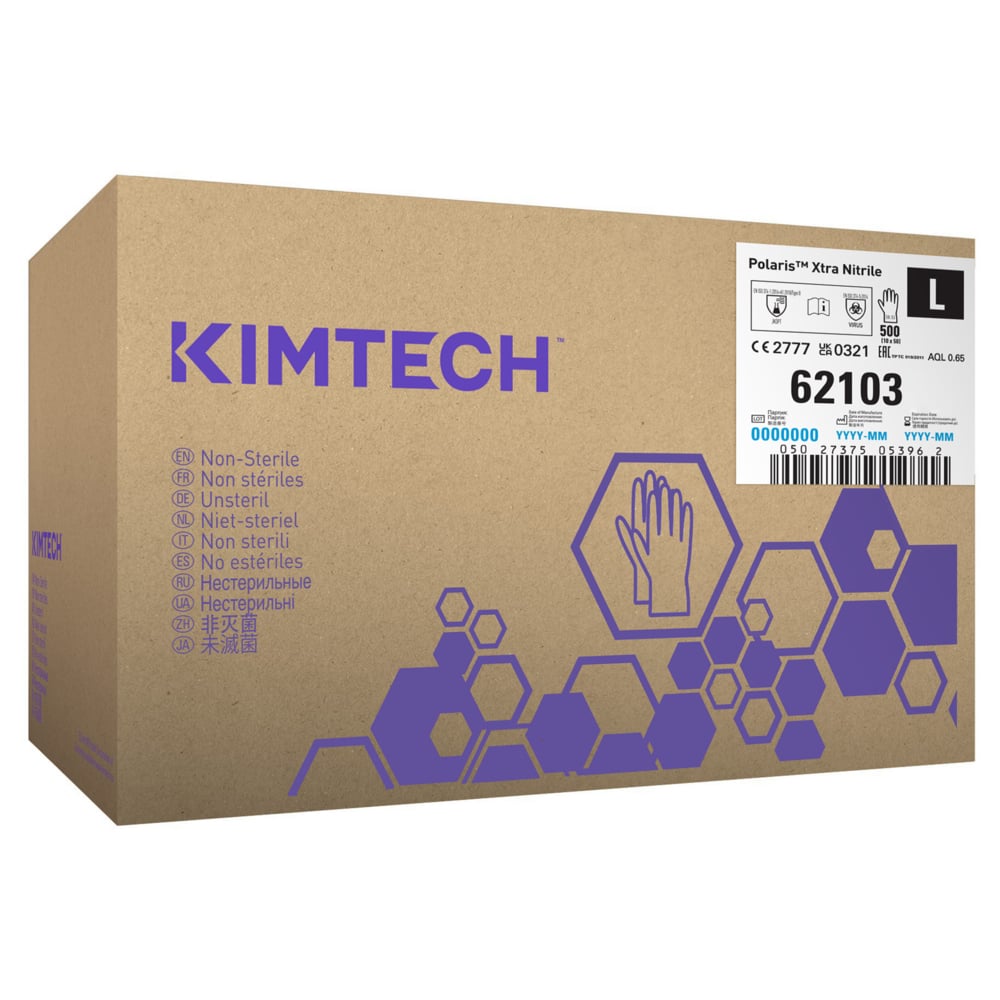 Kimtech™ Polaris™ Xtra Nitrile Ambidextrous Gloves 62103 - Dark Magenta, L, 10x50 (500 gloves) - S061297964