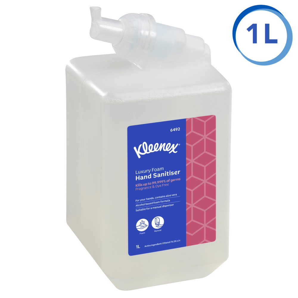 KLEENEX® Alcohol Foam Hand Sanitiser 1L (6492), 6 Cartridges / Case, 1 Litre / Cartridge (6L) - S059628794