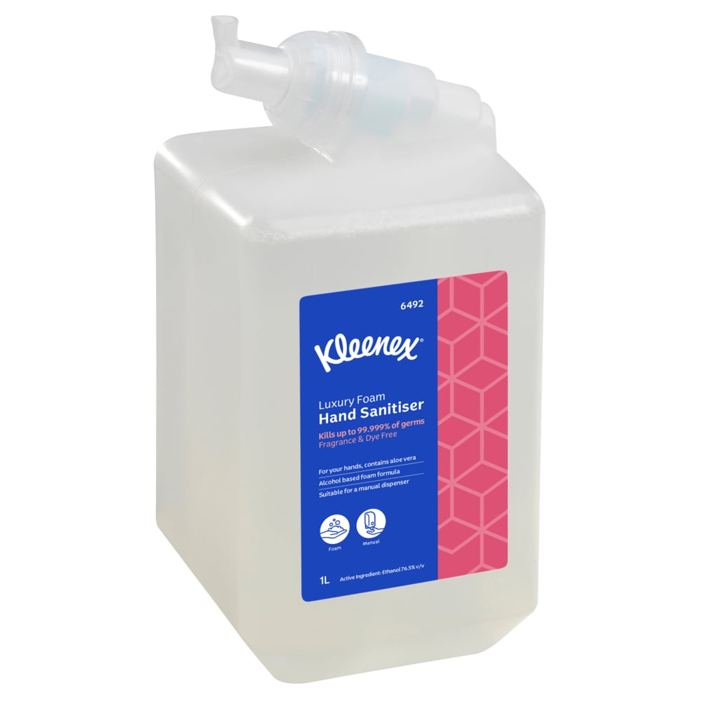 KLEENEX® Alcohol Foam Hand Sanitiser 1L (6492), 6 Cartridges / Case, 1 Litre / Cartridge (6L) - S059628794