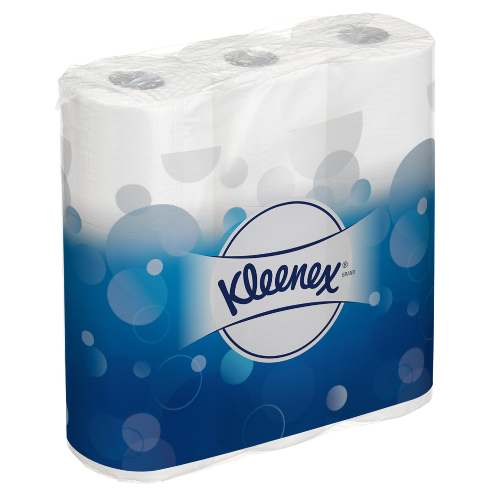 Rotoli di carta igienica Kleenex® 8459 - Carta igienica a 3 veli - 8 pacchi da 9 rotoli x 195 strappi di carta igienica bianchi (72 rotoli/14.040 strappi totali) - 8459