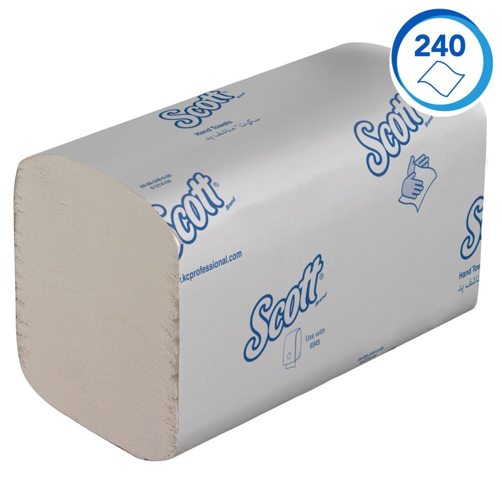 Secamanos plegados grandes Scott® Control™ 6669 - Papel secamanos multiplegado - 15 paquetes x 240 unidades de papel secamanos plegado en Z blanco (3600 en total) - 6669