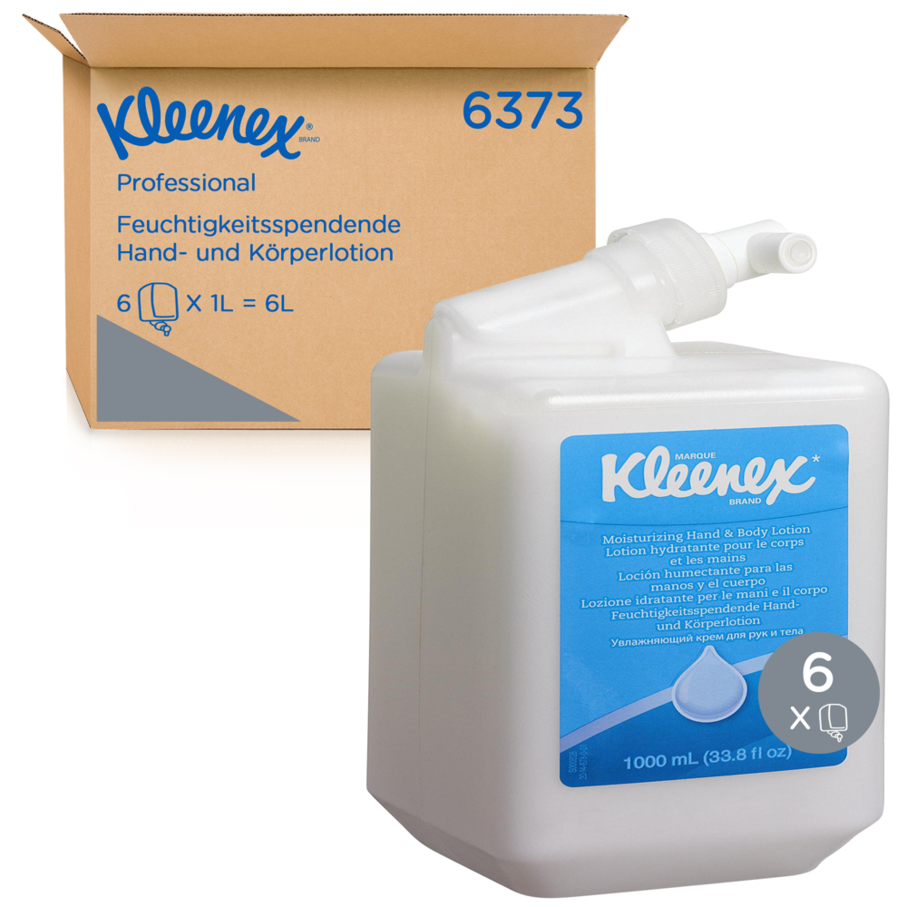 Kleenex® Увлажняющий крем для рук и тела, код 6373, белый цвет, 6 x 1 л (итого 6 л) - 6373
