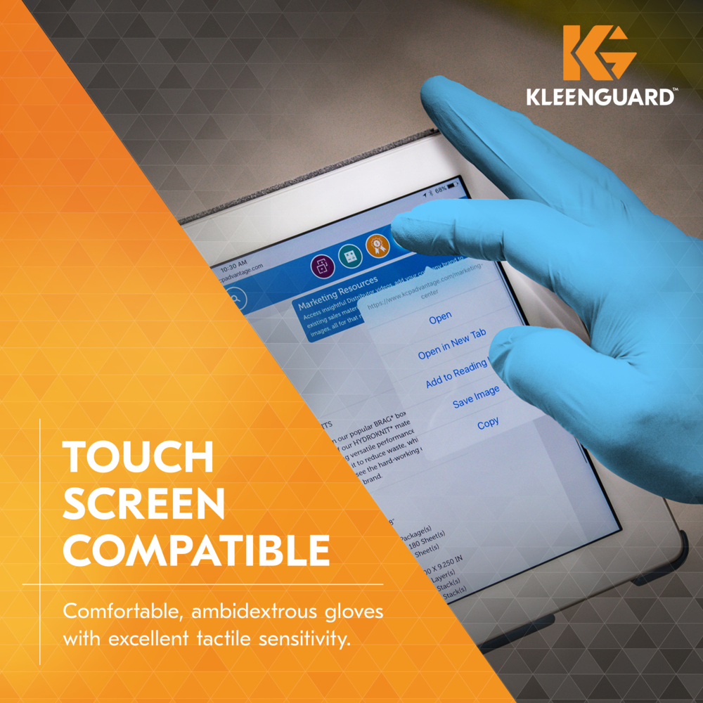 KleenGuard™ G10 Flex™ Blue Nitrile Gloves (54332), 3 Mil, Ambidextrous, Touchscreen Compatible, Small (100 Gloves/Box, 10 Boxes/Case, 1,000 Gloves/Case) - 54332