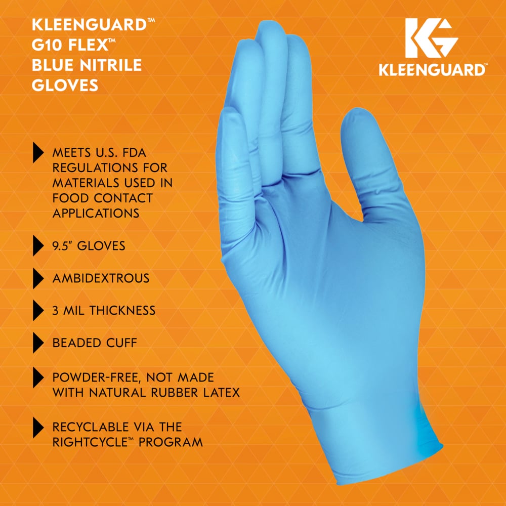 KleenGuard™ G10 Flex™ Blue Nitrile Gloves (54333), 3 Mil, Ambidextrous, Touchscreen Compatible, Medium (100 Gloves/Box, 10 Boxes/Case, 1,000 Gloves/Case) - 54333