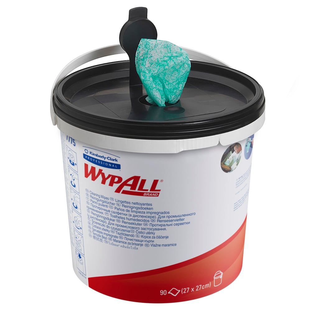 WypAll® Power Clean™-poetsdoeken 7775 - industriële poetsdoeken - 6 emmers x 90 groene poetsdoeken (540 poetsdoeken in totaal) - 7775