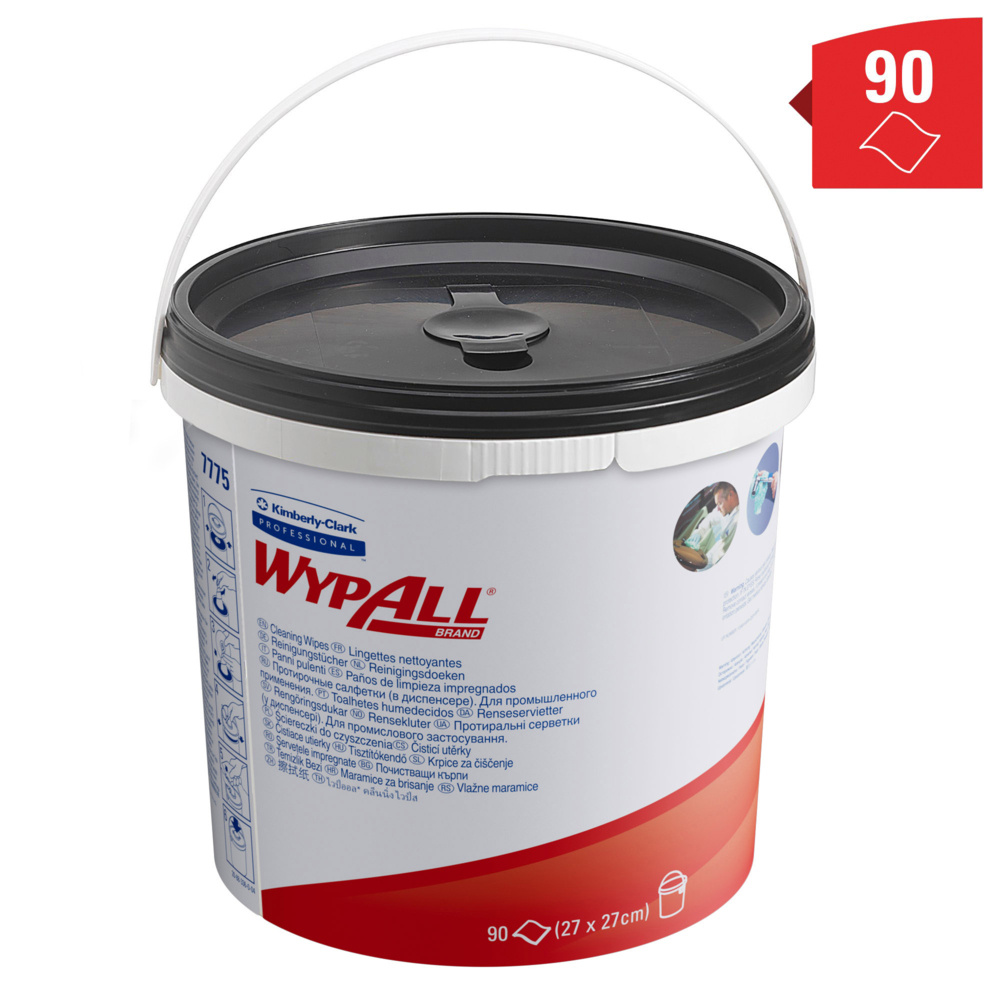Recharge de lingettes nettoyantes WypAll® Power Clean™ 7775 - Lingettes industrielles - 6 seaux de 90 lingettes nettoyantes vertes (540 lingettes au total) - 7775