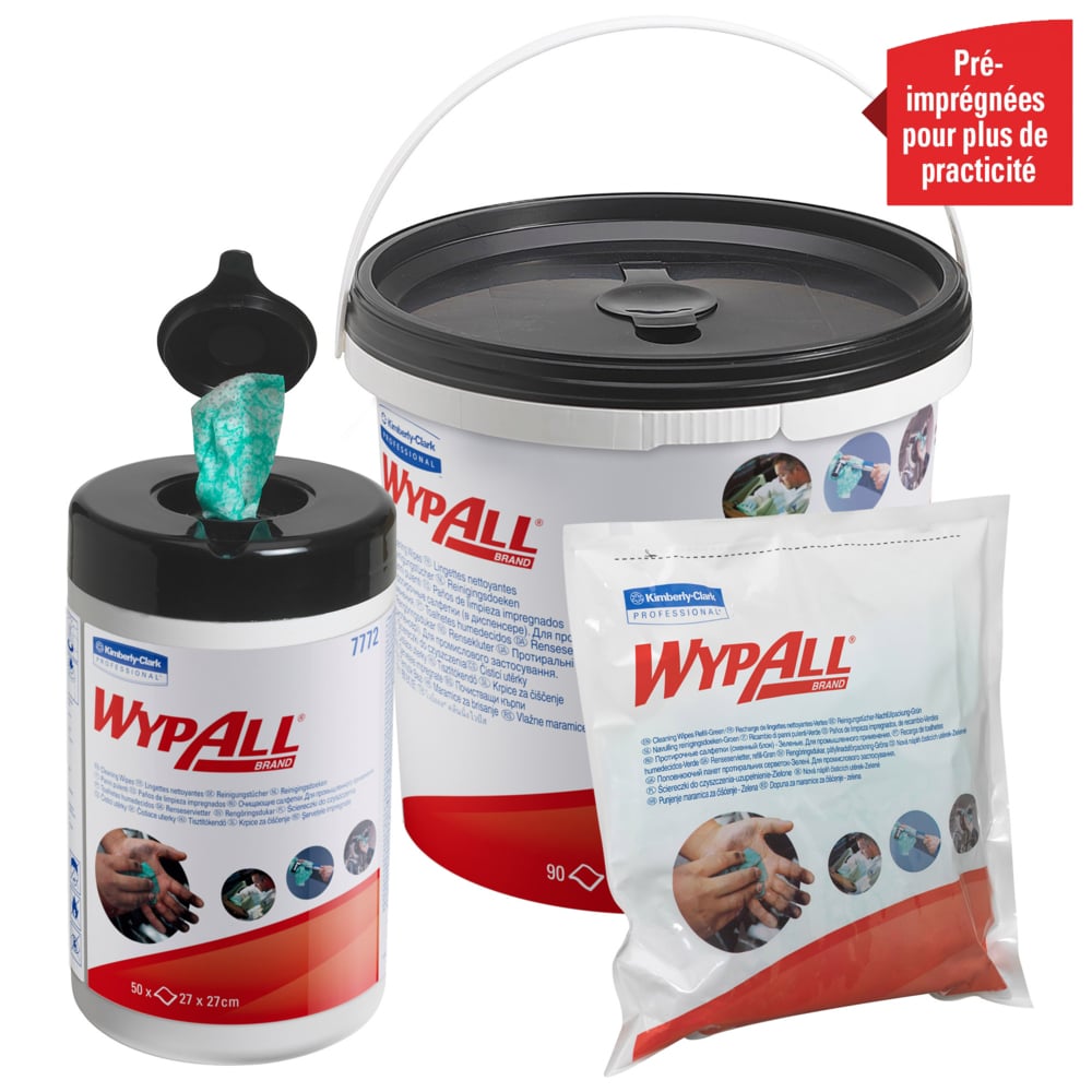 WypAll® Power Clean™-poetsdoeken 7775 - industriële poetsdoeken - 6 emmers x 90 groene poetsdoeken (540 poetsdoeken in totaal) - 7775