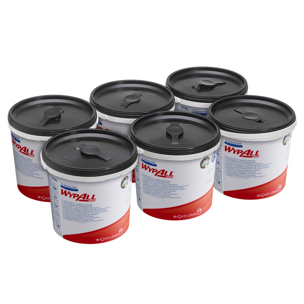 WypAll® Power Clean™-poetsdoeken 7775 - industriële poetsdoeken - 6 emmers x 90 groene poetsdoeken (540 poetsdoeken in totaal) - 7775