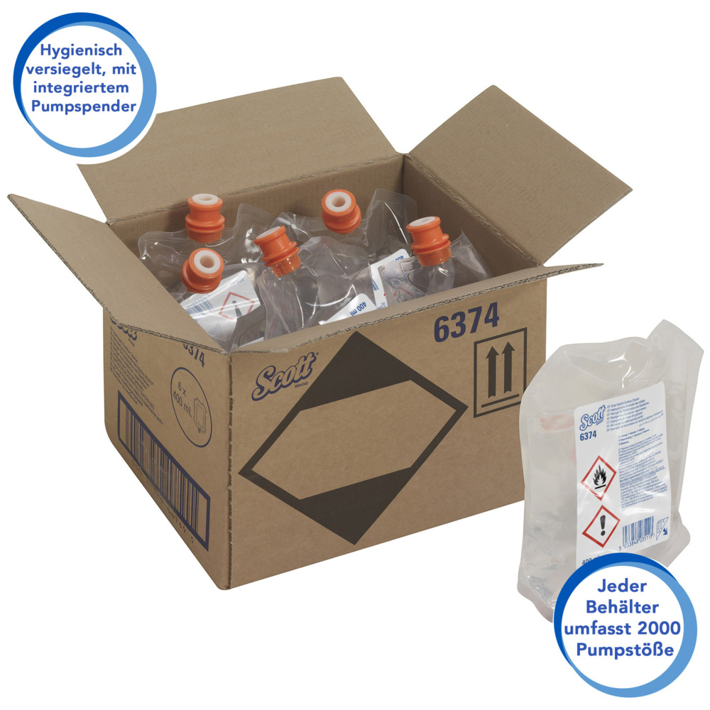 Nettoyant pour surfaces de toilette Scott® 6374, incolore, 6 x 400 ml (2 400 ml au total) - 6374