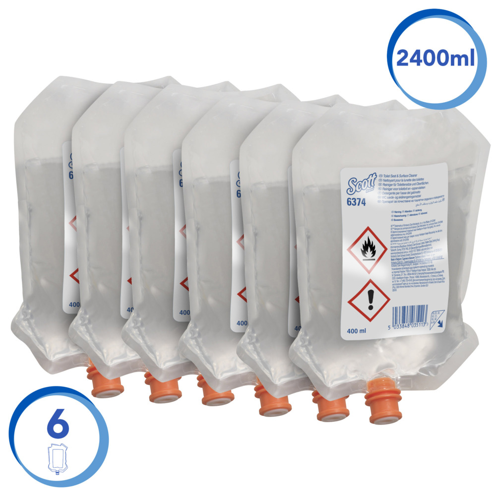 Nettoyant pour surfaces de toilette Scott® 6374, incolore, 6 x 400 ml (2 400 ml au total) - 6374