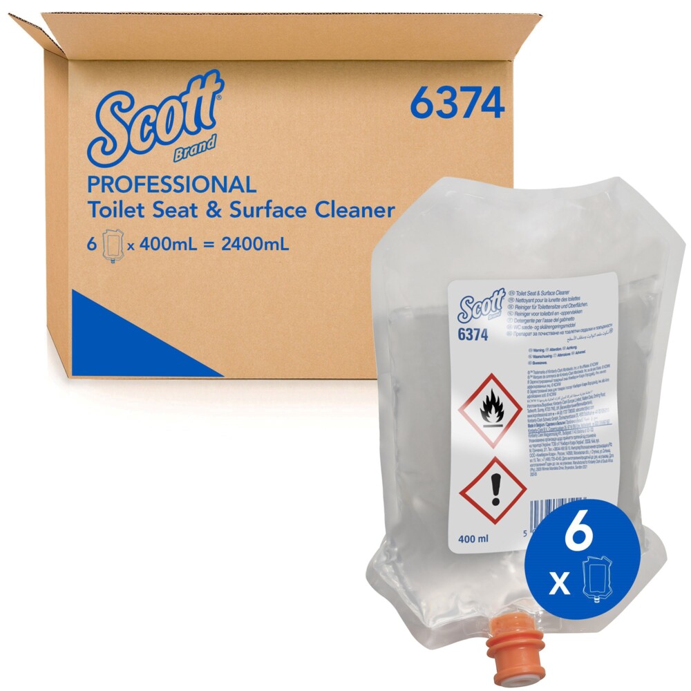 Nettoyant pour surfaces de toilette Scott® 6374, incolore, 6 x 400 ml (2 400 ml au total) - 6374