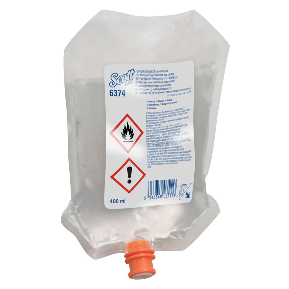 Scott® Toilettensitz- und Oberflächenreiniger 6374, transparent, 6 x 400 ml (2.400 ml gesamt) - 6374