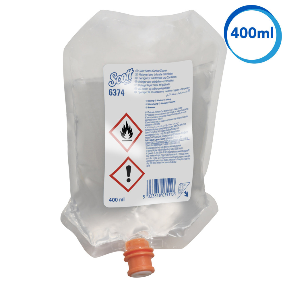Nettoyant pour surfaces de toilette Scott® 6374, incolore, 6 x 400 ml (2 400 ml au total) - 6374