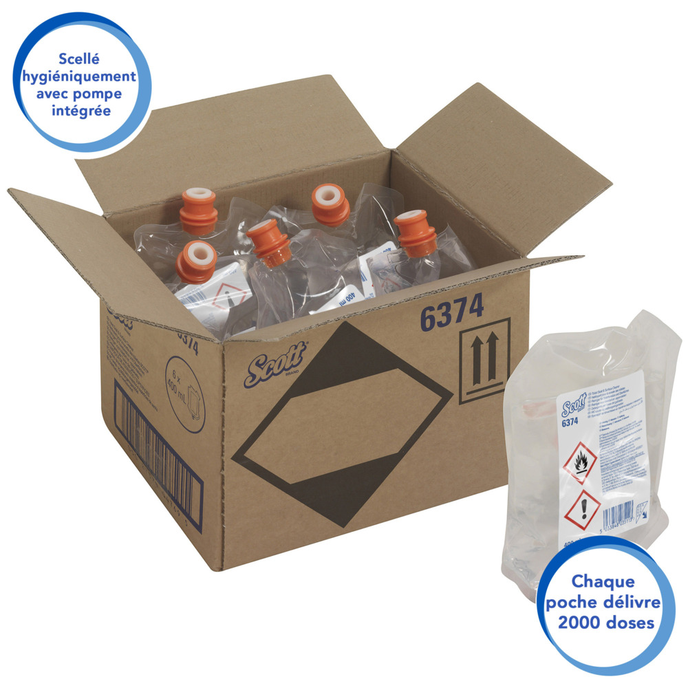 Nettoyant pour surfaces de toilette Scott® 6374, incolore, 6 x 400 ml (2 400 ml au total) - 6374