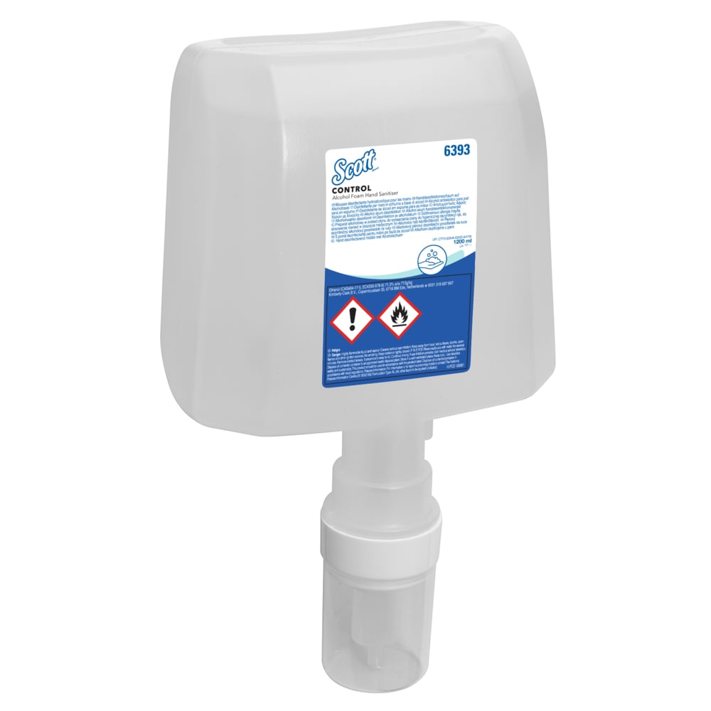 Scott® Control™ Handdesinfektionsschaum auf Alkoholbasis 6393 – 4 x 1,2 Liter Handdesinfektionsmittel, Nachfüllpackung (4,8 Liter gesamt) - 6393