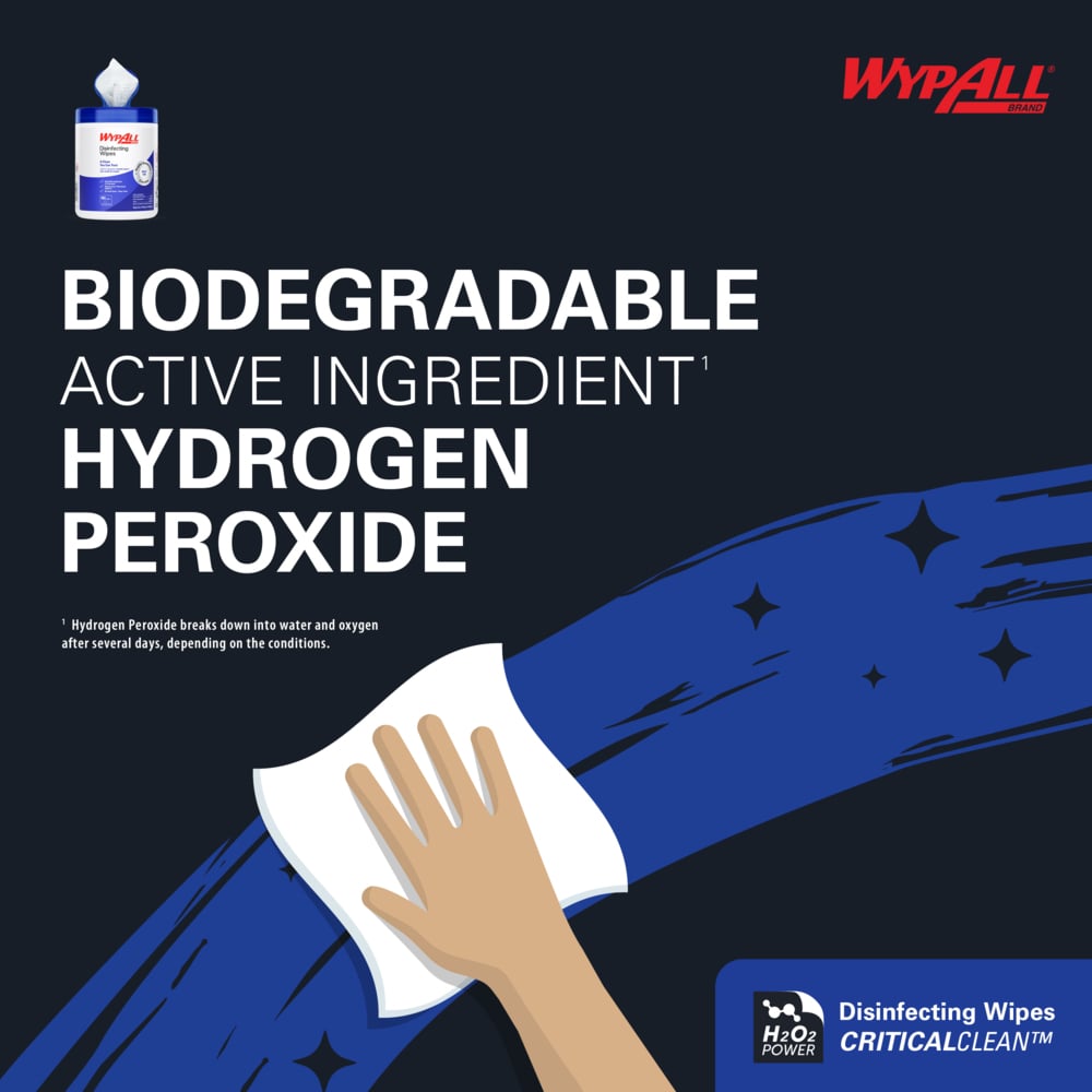 WypAll® Disinfecting Wipes (54481), Hydrogen Peroxide Disinfectant Cleaner for Commercial, Industrial & Healthcare, 5.75"x7" Wipes, Fresh Scent (185 Sheets/Canister, 3 Canisters/Case, 555 Sheets/Case) - 54481