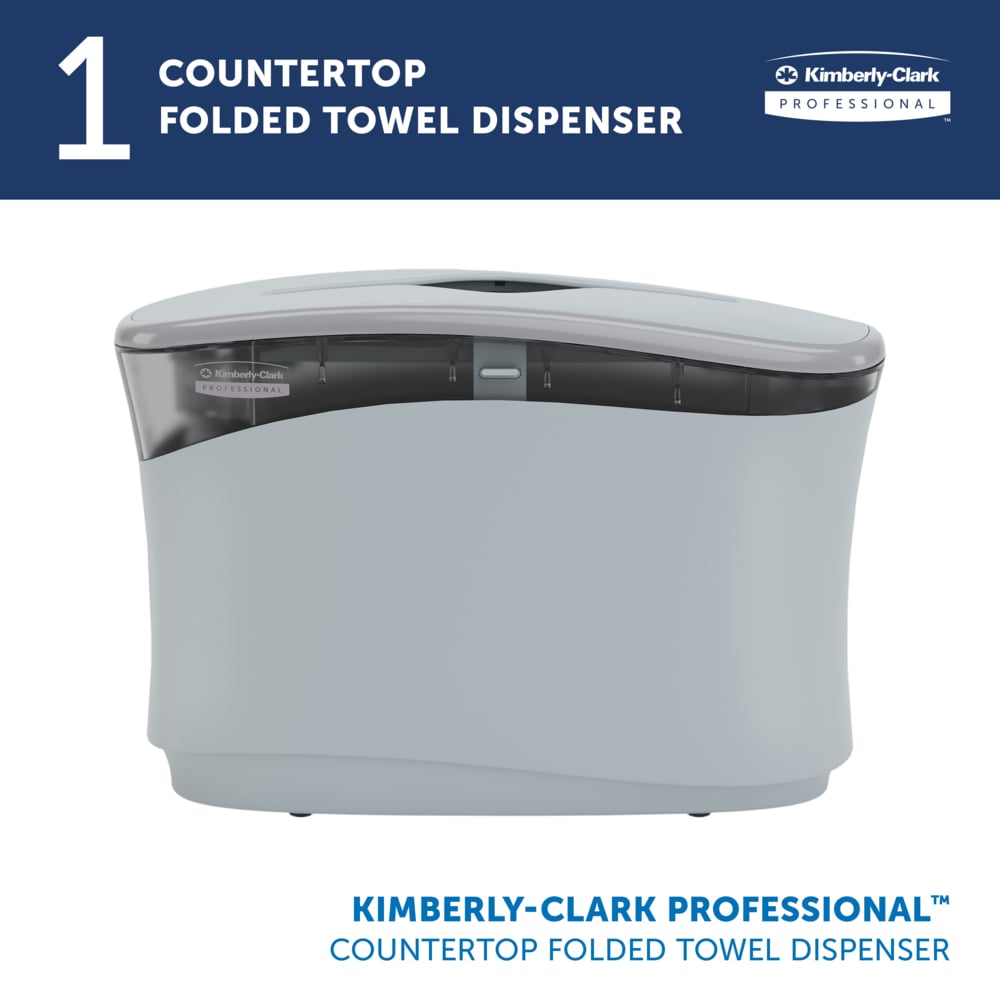 Kimberly-Clark Professional™ Countertop Folded Paper Towel Dispenser (55760), Soft Grey, 13.3" x 9.0" x 5.2" (Qty 1) - 55760