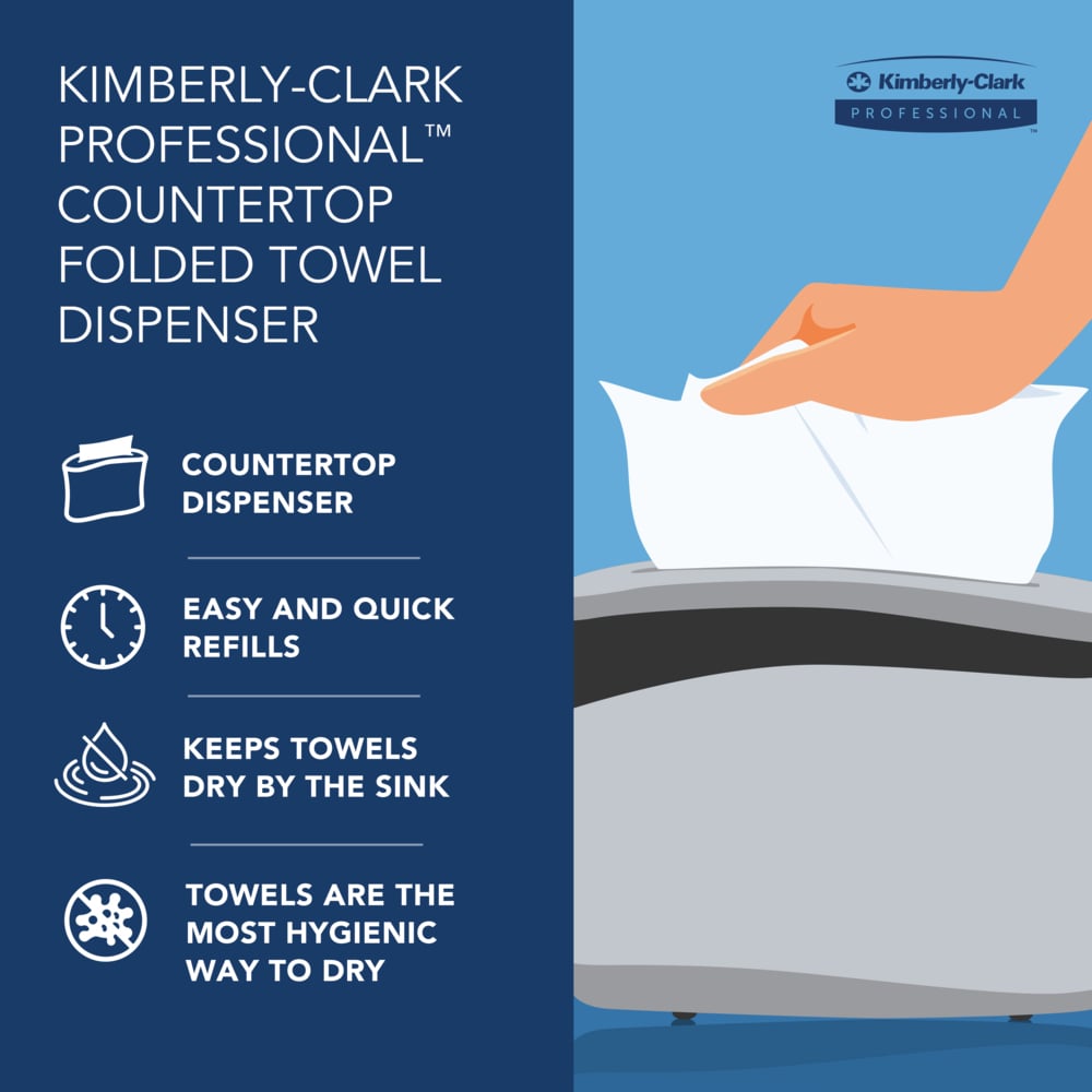 Kimberly-Clark Professional™ Countertop Folded Paper Towel Dispenser (55760), Soft Grey, 13.3" x 9.0" x 5.2" (Qty 1) - 55760