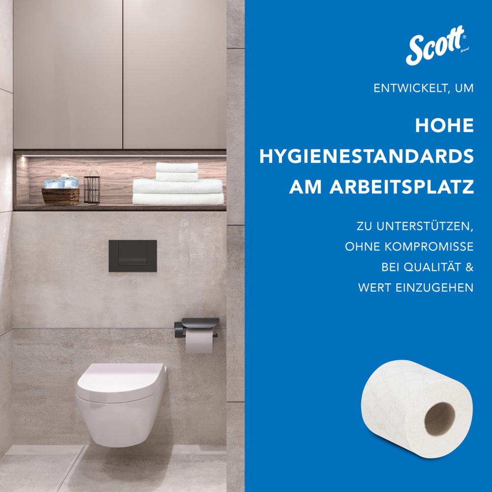 Papier toilette taille standard Scott® Essential™ 8538 - Papier toilette 2 épaisseurs - 6 paquets de 6 rouleaux x 320 feuilles de papier toilette blanc (36 rouleaux/11 520 feuilles au total) - 8538