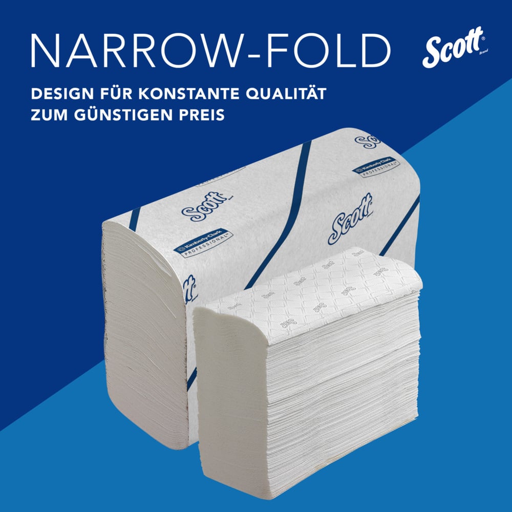 Scott® Essential™ Toallas secamanos 6609: toallas secamanos de papel plegadas, 16 paquetes x 220 unidades de papel secamanos blanco (3520 en total) - 6609