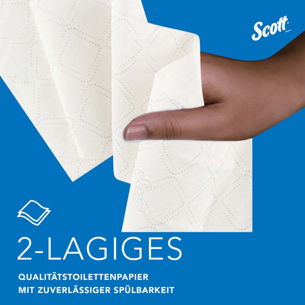 Papier toilette taille standard Scott® Essential™ 8538 - Papier toilette 2 épaisseurs - 6 paquets de 6 rouleaux x 320 feuilles de papier toilette blanc (36 rouleaux/11 520 feuilles au total) - 8538