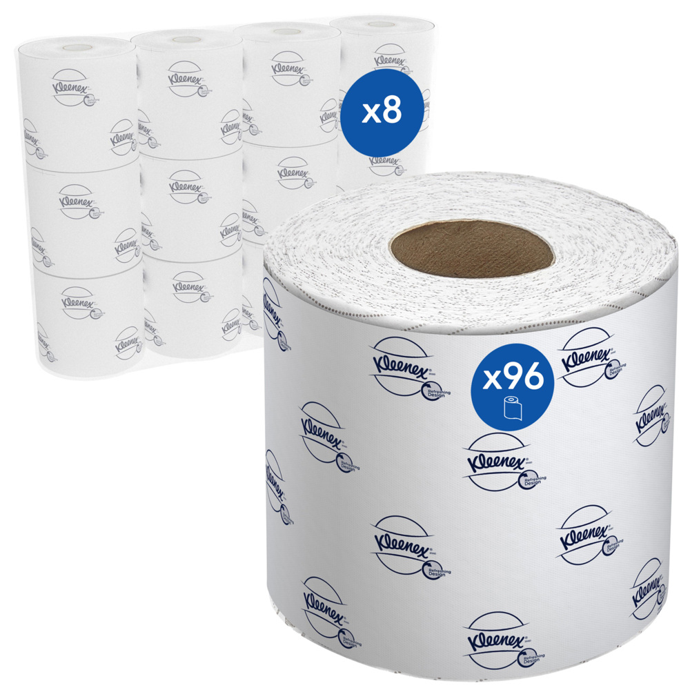 Papier toilette 2 épaisseurs Kleenex® 8438 - 96 x petits rouleaux de 250 feuilles (24 000 au total) - 8438
