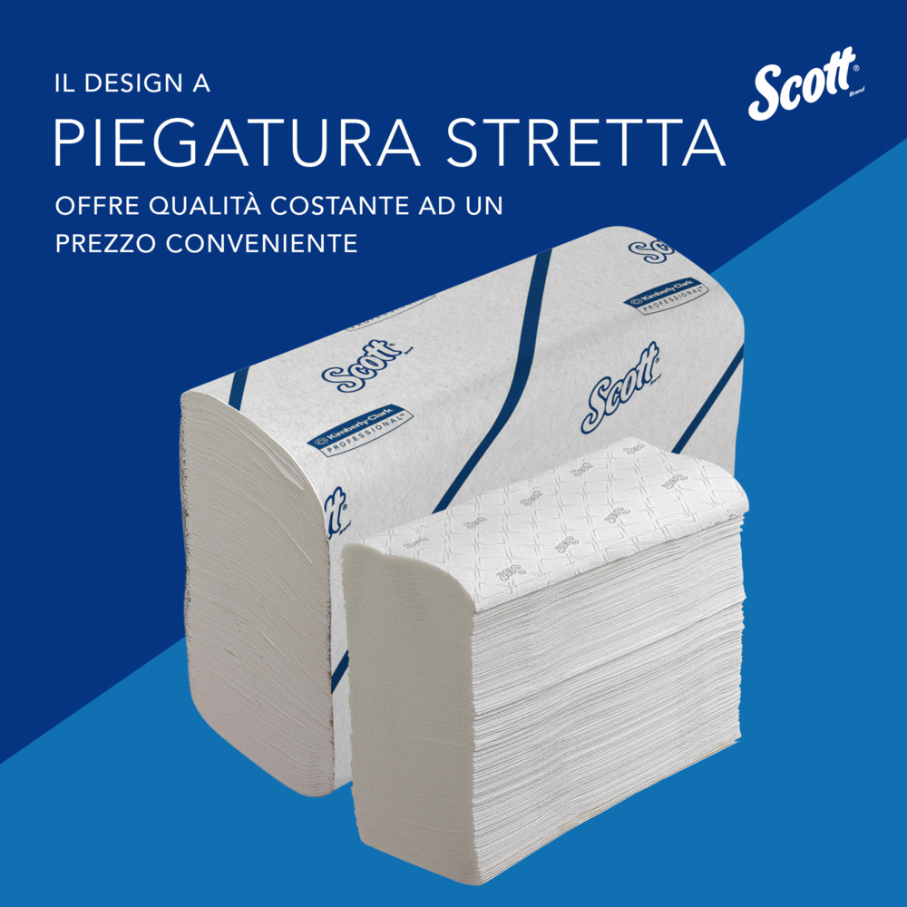 Scott® Essential™ Toallas secamanos 6609: toallas secamanos de papel plegadas, 16 paquetes x 220 unidades de papel secamanos blanco (3520 en total) - 6609